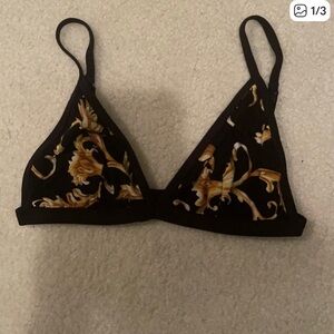 Versace Black and Gold Floral Bralette